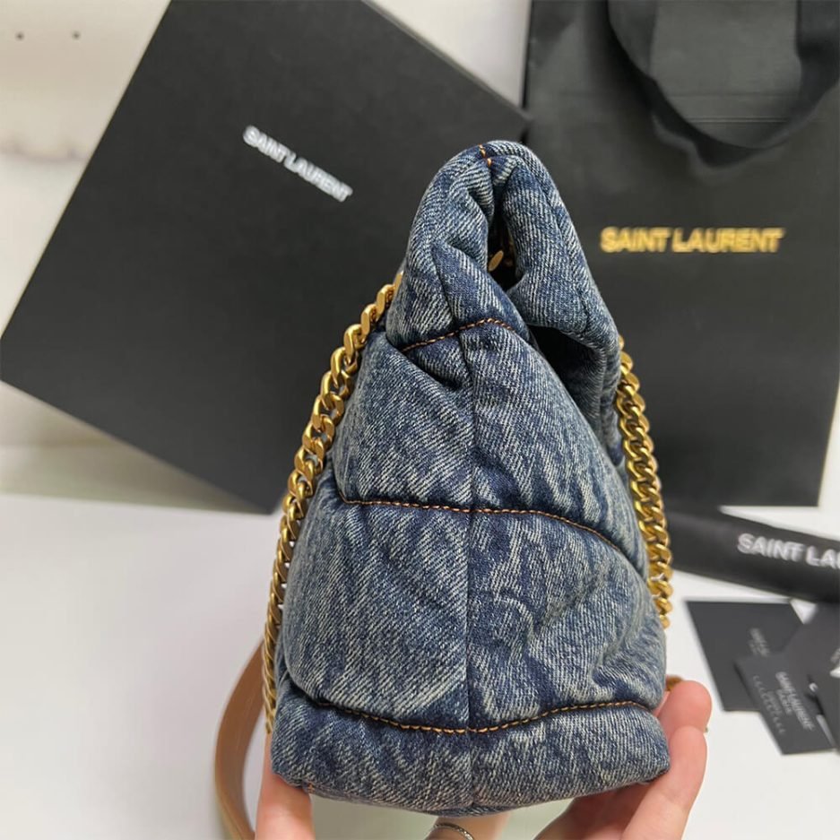 YSL PUFFER SMALL IN SUEDE AND DENIM - Image 3