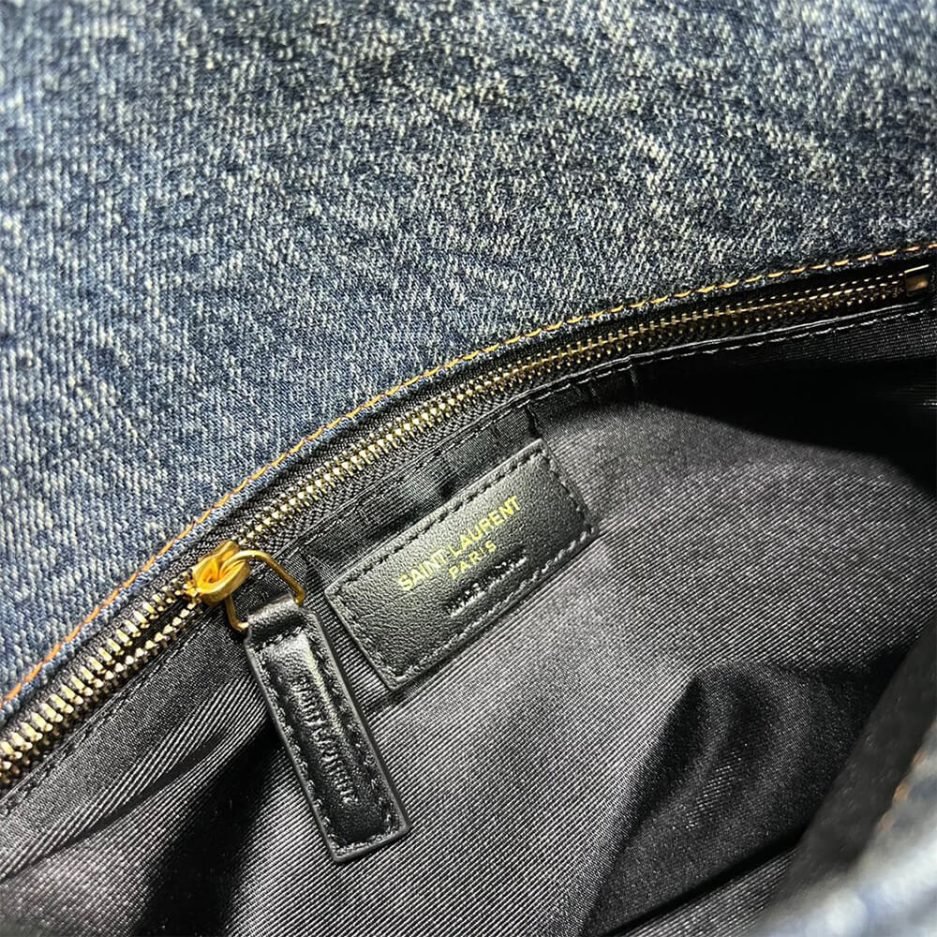 YSL PUFFER SMALL IN SUEDE AND DENIM - Image 7