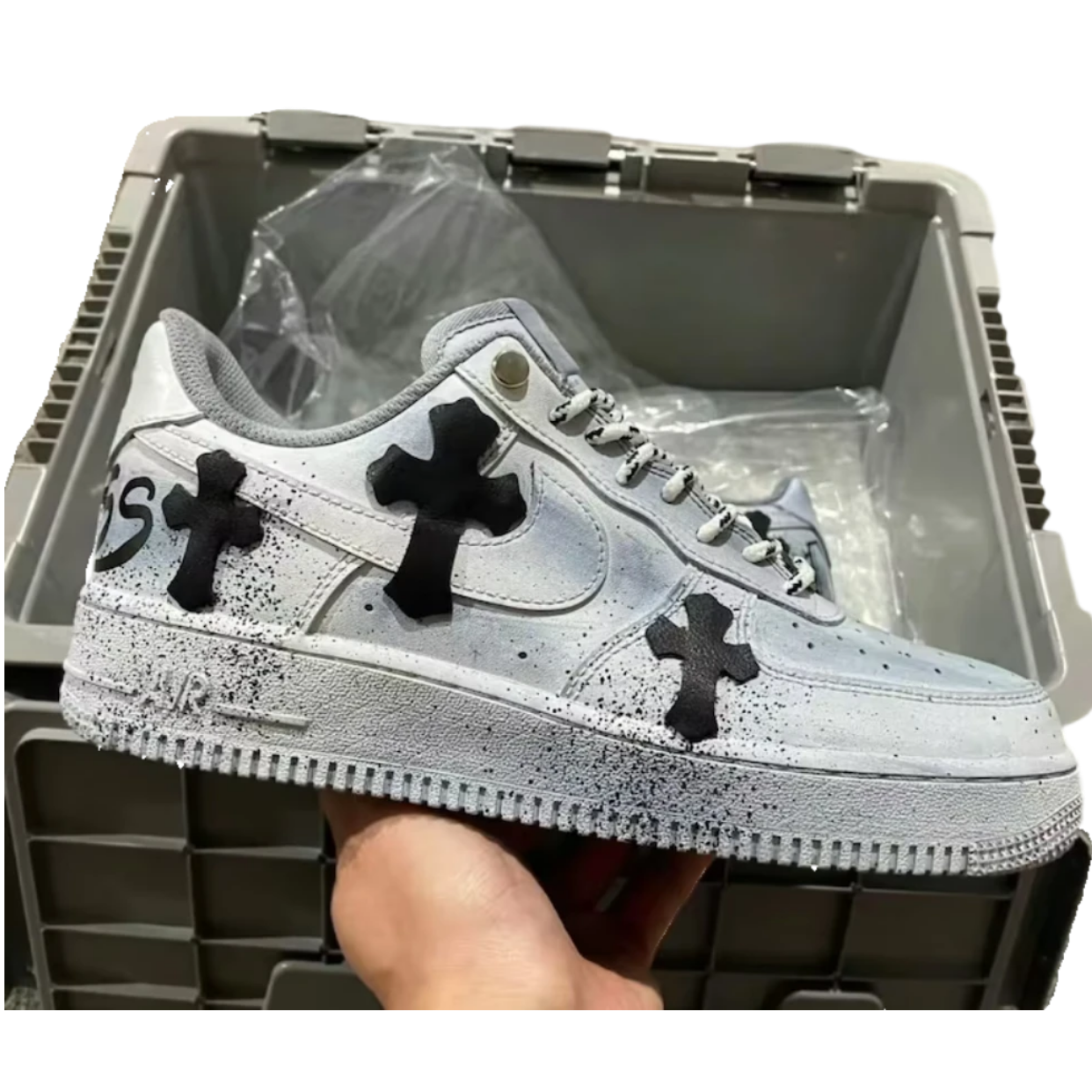PK God Batch Custom Nike Air Force 1 The Cross Blue Tie dye (Special shoe box)