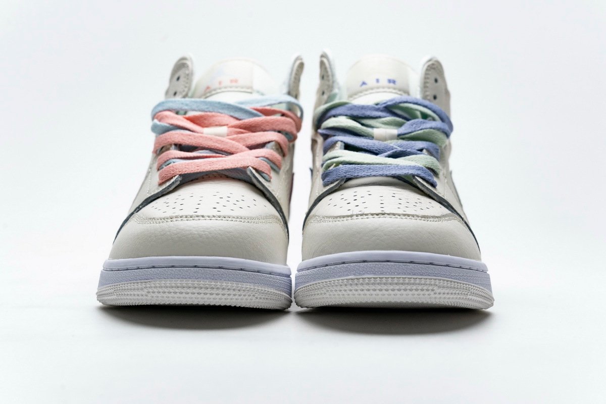 PKstockx Air Jordan 1 Mid Multi-Color Swoosh Phantom (GS) 555112-035 - Image 3