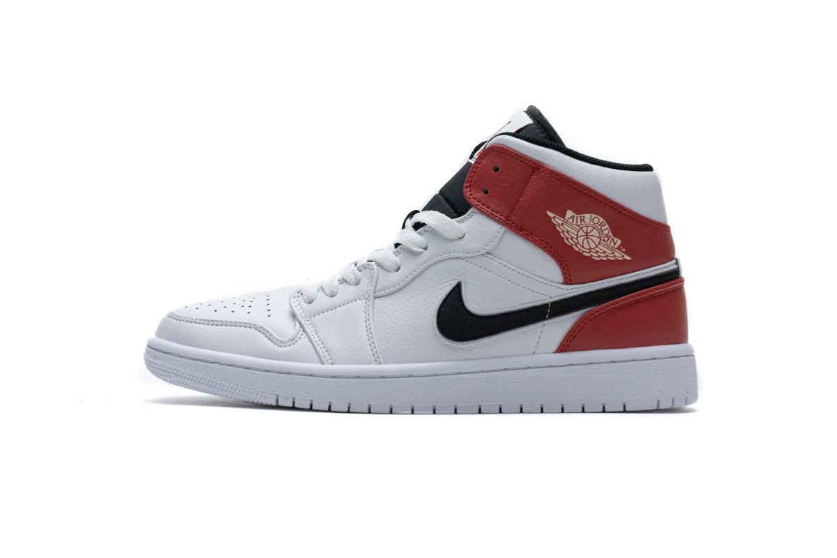 PKstockx Air Jordan 1 Mid White Black Gym Red 554724-116