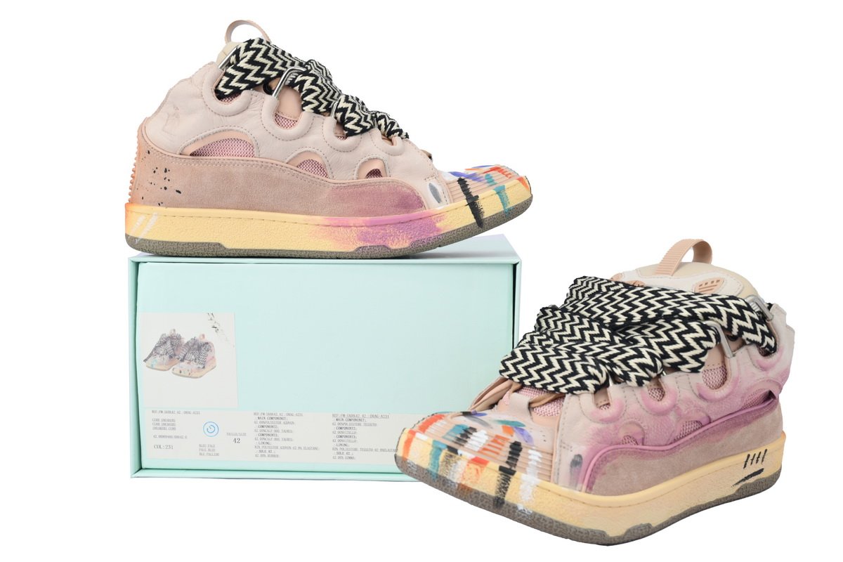 Gallery Dept. x Lanvin Curb Light Sneakers 'Paint Drip - Pale Pink' - Image 11