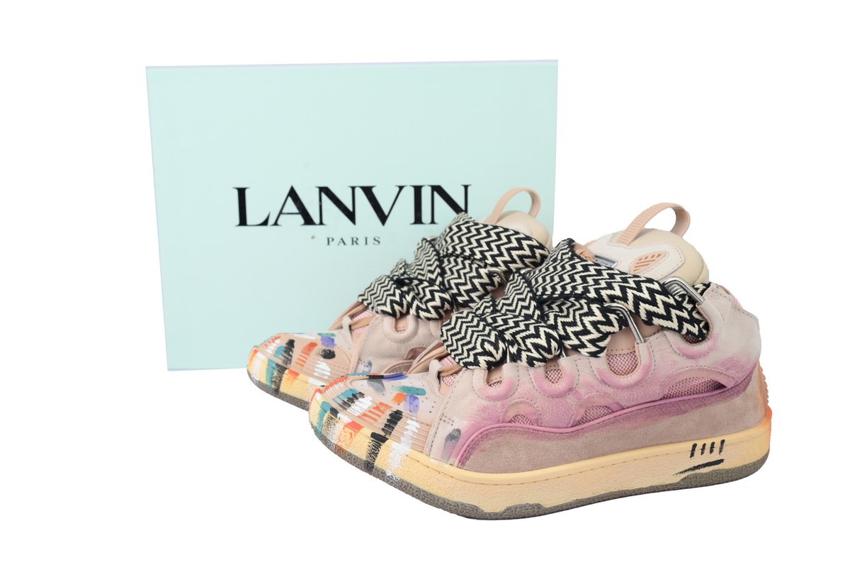 Gallery Dept. x Lanvin Curb Light Sneakers 'Paint Drip - Pale Pink' - Image 12