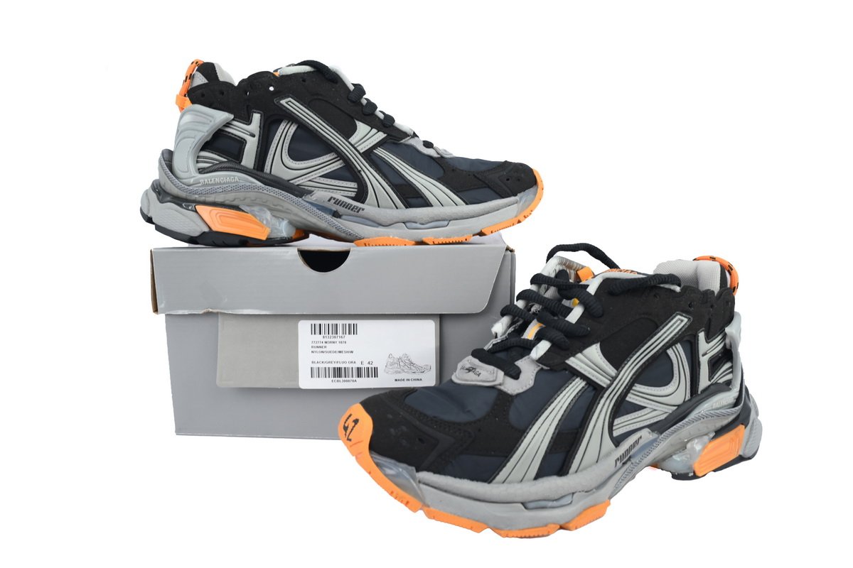 PK God Batch Balenciaga Runner Sneaker 'Black Fluo Orange' 772774 W3RNY 1878 - Image 10