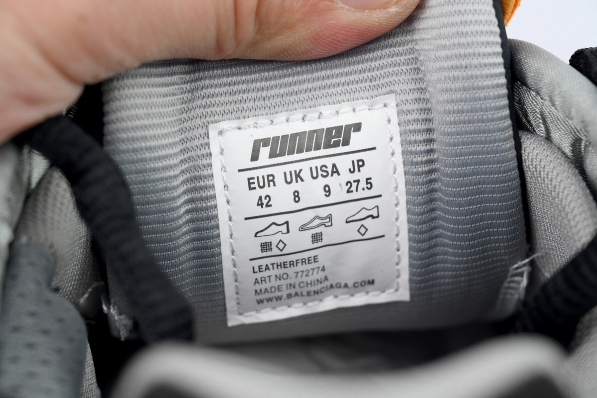PK God Batch Balenciaga Runner Sneaker 'Black Fluo Orange' 772774 W3RNY 1878 - Image 9