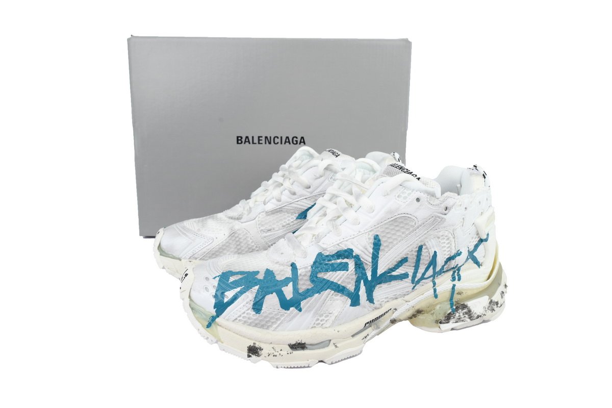 PK God Batch Balenciaga Runner Sneaker 'Graffiti - White Blue' 772774 W3RBQ 9040 - Image 12