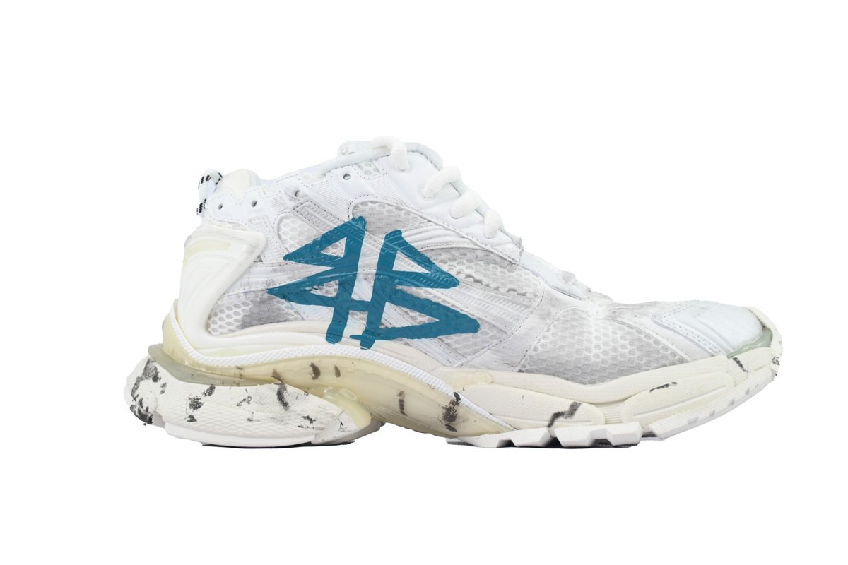 PK God Batch Balenciaga Runner Sneaker 'Graffiti - White Blue' 772774 W3RBQ 9040 - Image 2