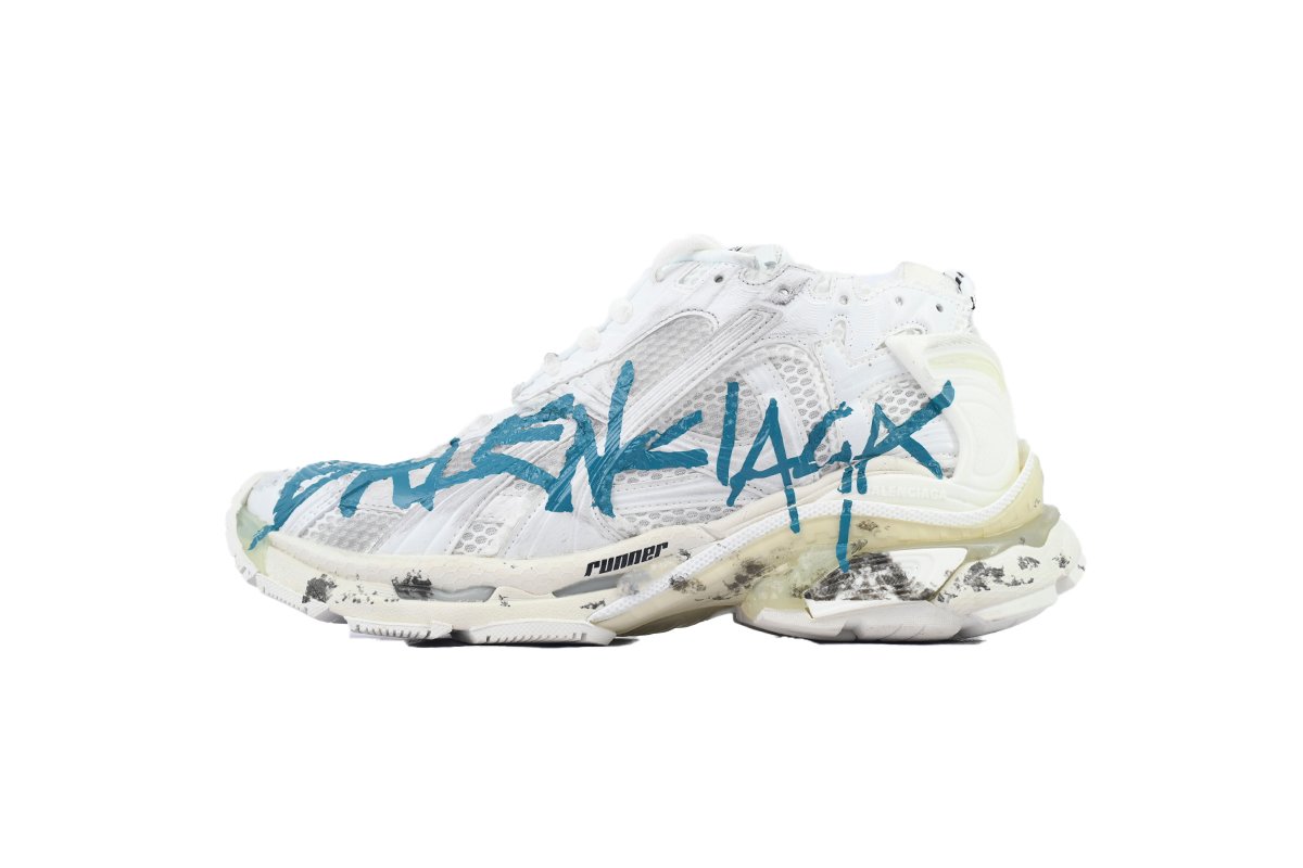 PK God Batch Balenciaga Runner Sneaker 'Graffiti - White Blue' 772774 W3RBQ 9040