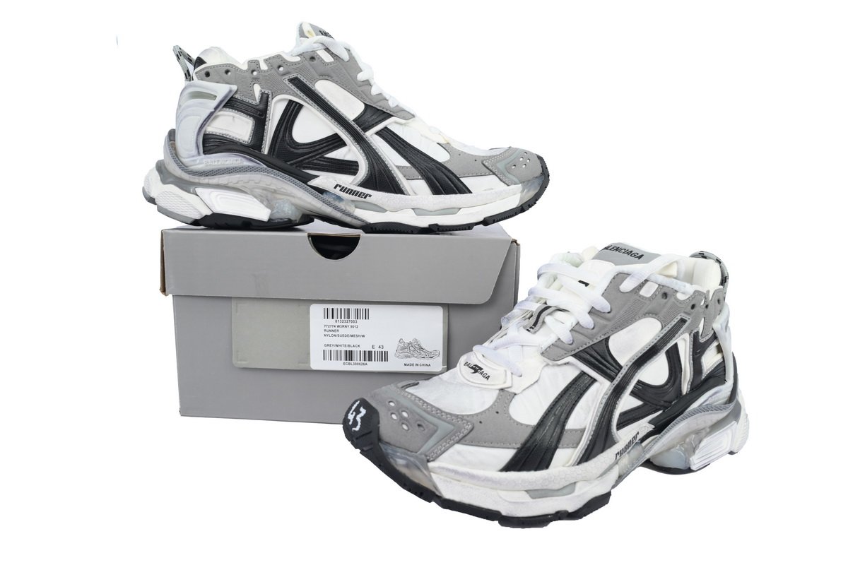 PK God Batch Balenciaga Runner Sneaker 'Grey White Black' 772774 W3RNY 9012 - Image 11