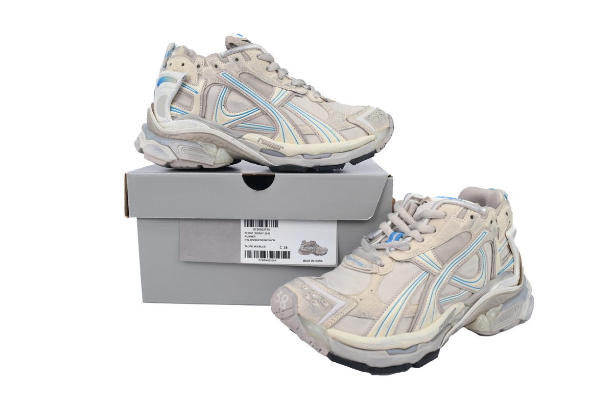 PK God Batch Balenciaga Runner Sneaker Brown Blue 772767 W3RNY 2240 - Image 11