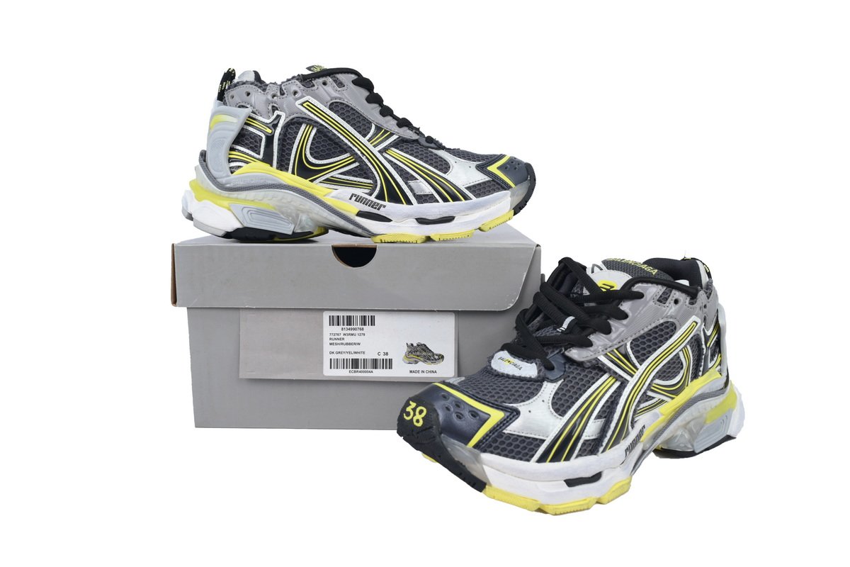 PK God Batch Balenciaga Runner Sneaker Grey Black Yellow 772767 W3RMU 1279 - Image 11