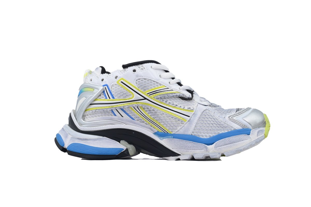 PK God Batch Balenciaga Runner Sneaker White Blue Yellow 772767 W3RNY 0213 - Image 2