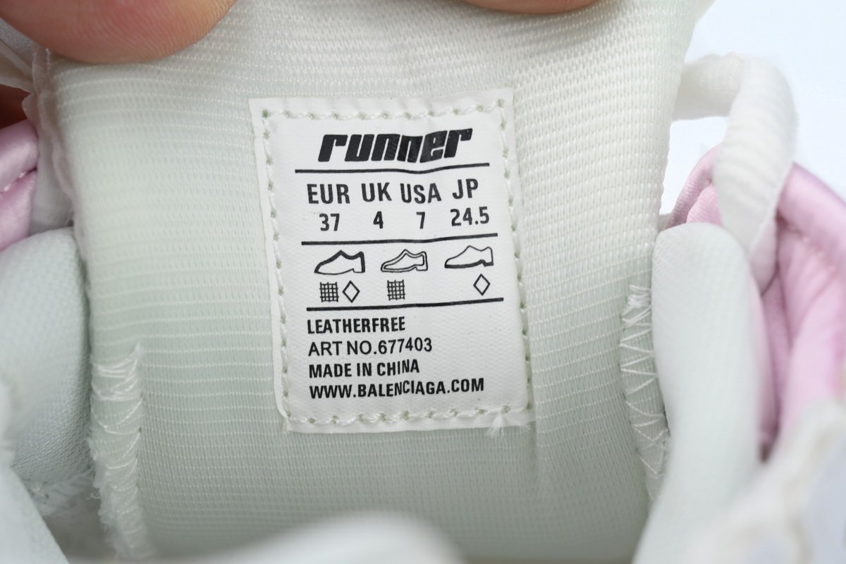 PK God Batch Balenciaga Runner White Pink 677403 W3RB3 9059 - Image 4