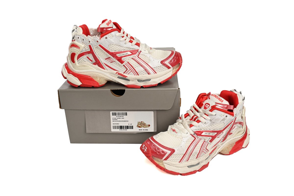 PK God Batch Balenciaga Runner White Red 677402 W3RB2 9060 - Image 13