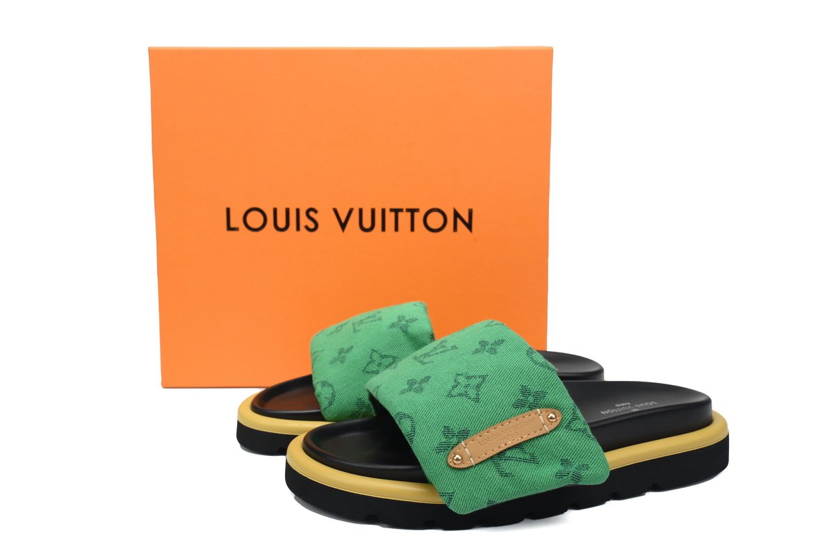 PK God Batch LOUIS VUITTON Pool Pillow Comfort Green denim with yellow label - Image 2