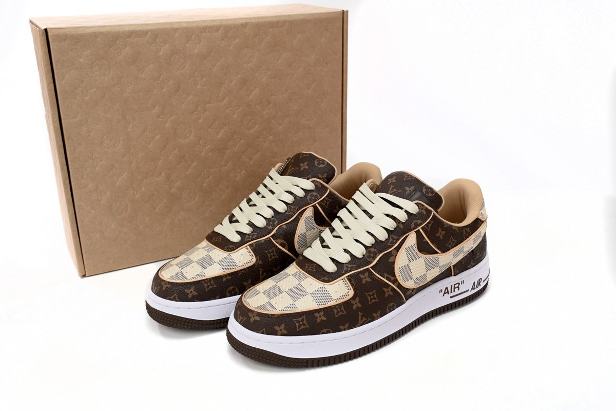 PK God Batch LOUIS VUITTON x Nike Air Force 1 Coffee - Image 14
