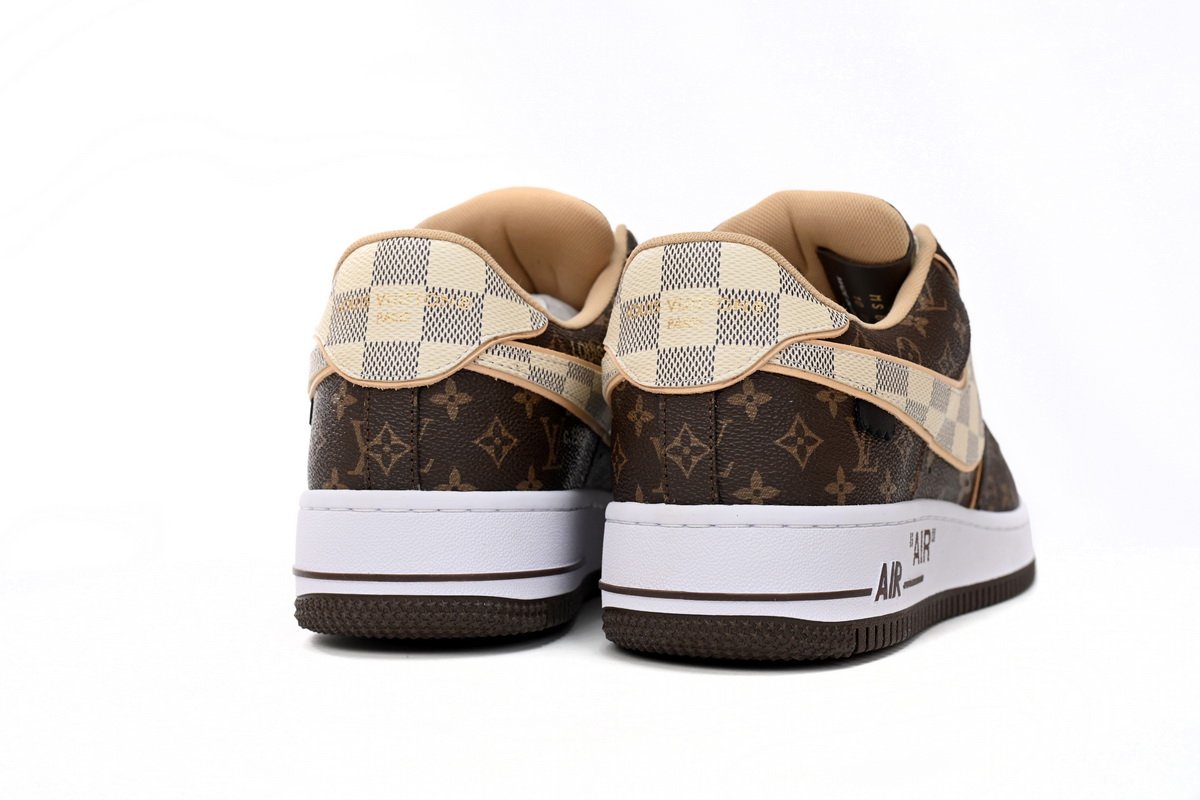 PK God Batch LOUIS VUITTON x Nike Air Force 1 Coffee - Image 4