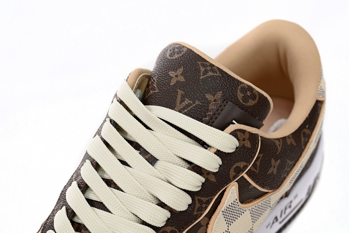 PK God Batch LOUIS VUITTON x Nike Air Force 1 Coffee - Image 9