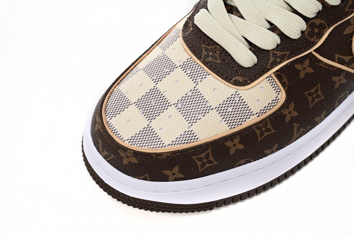 PK God Batch LOUIS VUITTON x Nike Air Force 1 Coffee - Image 8
