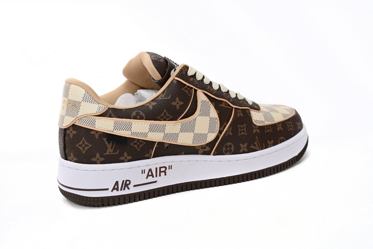 PK God Batch LOUIS VUITTON x Nike Air Force 1 Coffee - Image 3