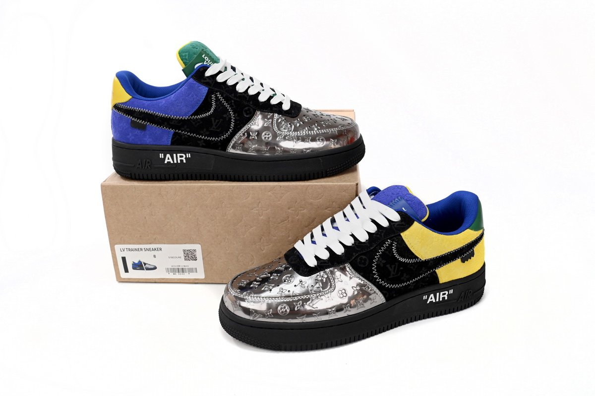 PK God Batch LOUIS VUITTON x Nike Air Force 1 Silver Yellow 1A9VCH - Image 14