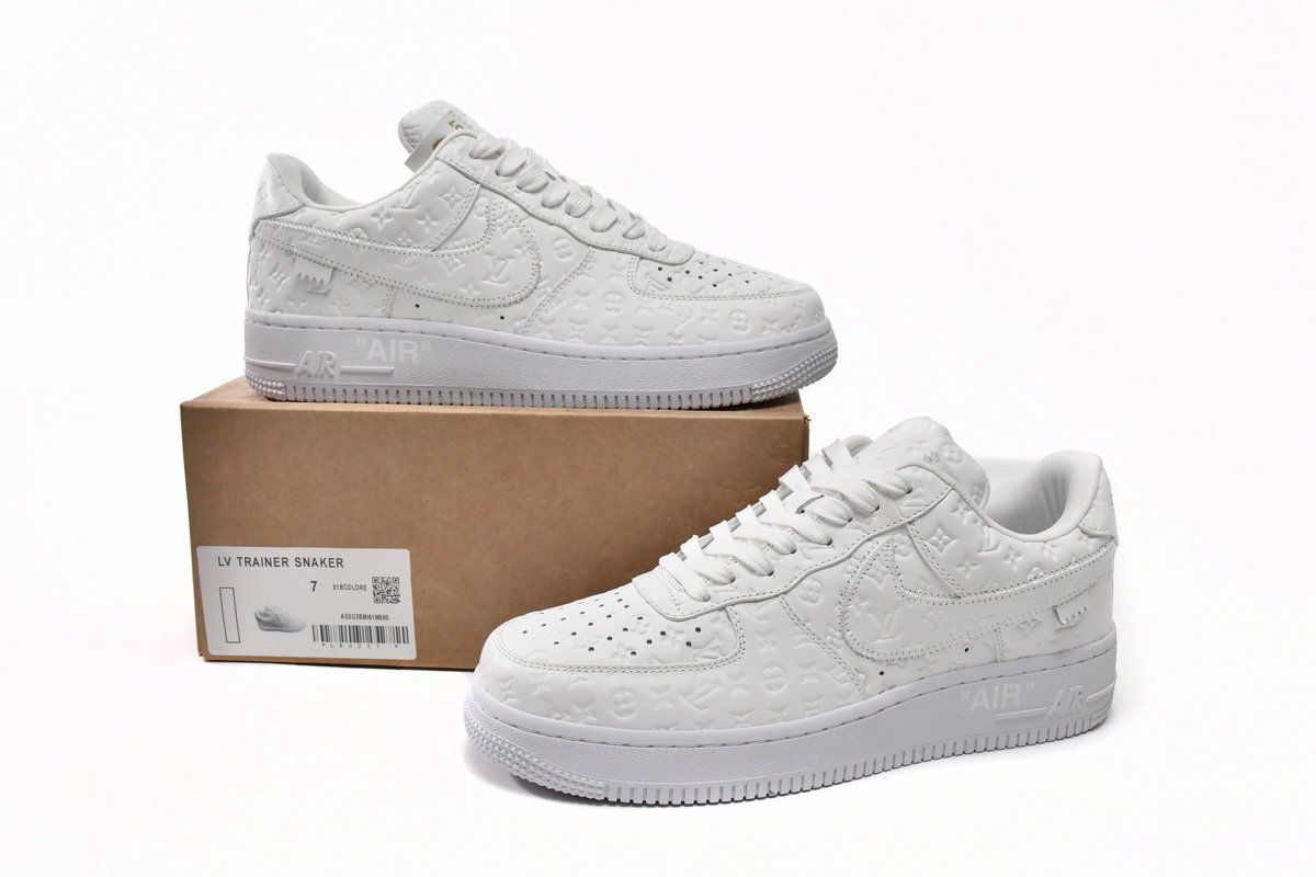 PK God Batch LOUIS VUITTON x Nike Air Force 1 Triple White LK0221 - Image 14