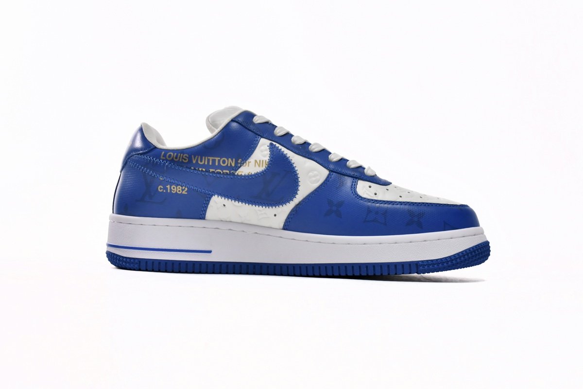 PK God Batch LOUIS VUITTON x Nike Air Force 1 White Blue 7108-5 - Image 2