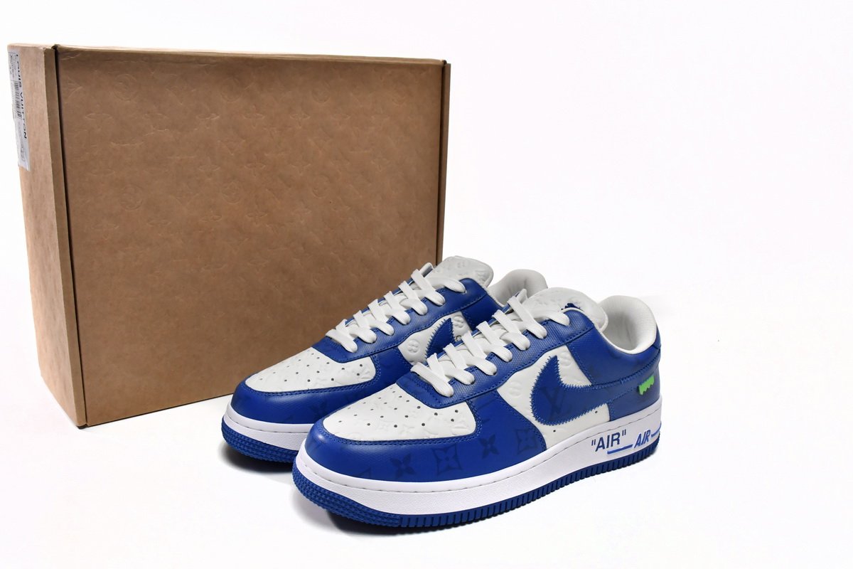 PK God Batch LOUIS VUITTON x Nike Air Force 1 White Blue 7108-5 - Image 15