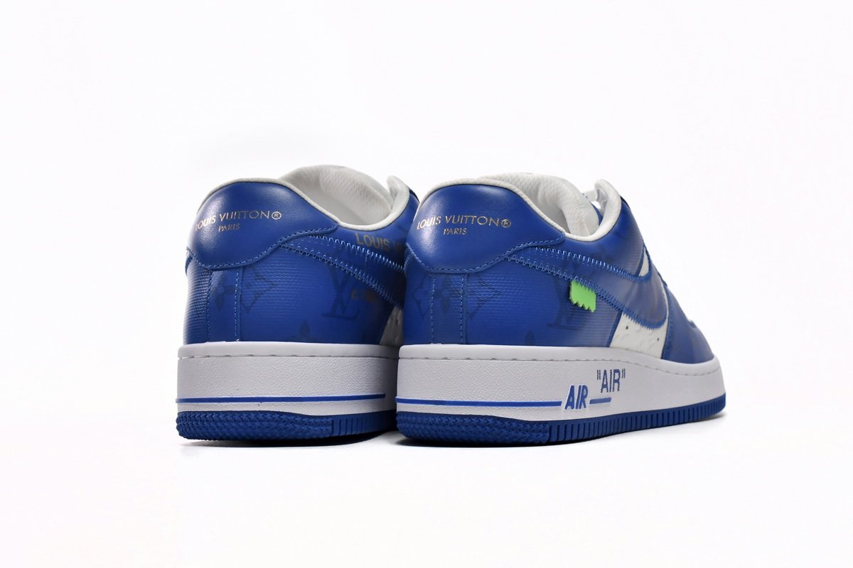 PK God Batch LOUIS VUITTON x Nike Air Force 1 White Blue 7108-5 - Image 3