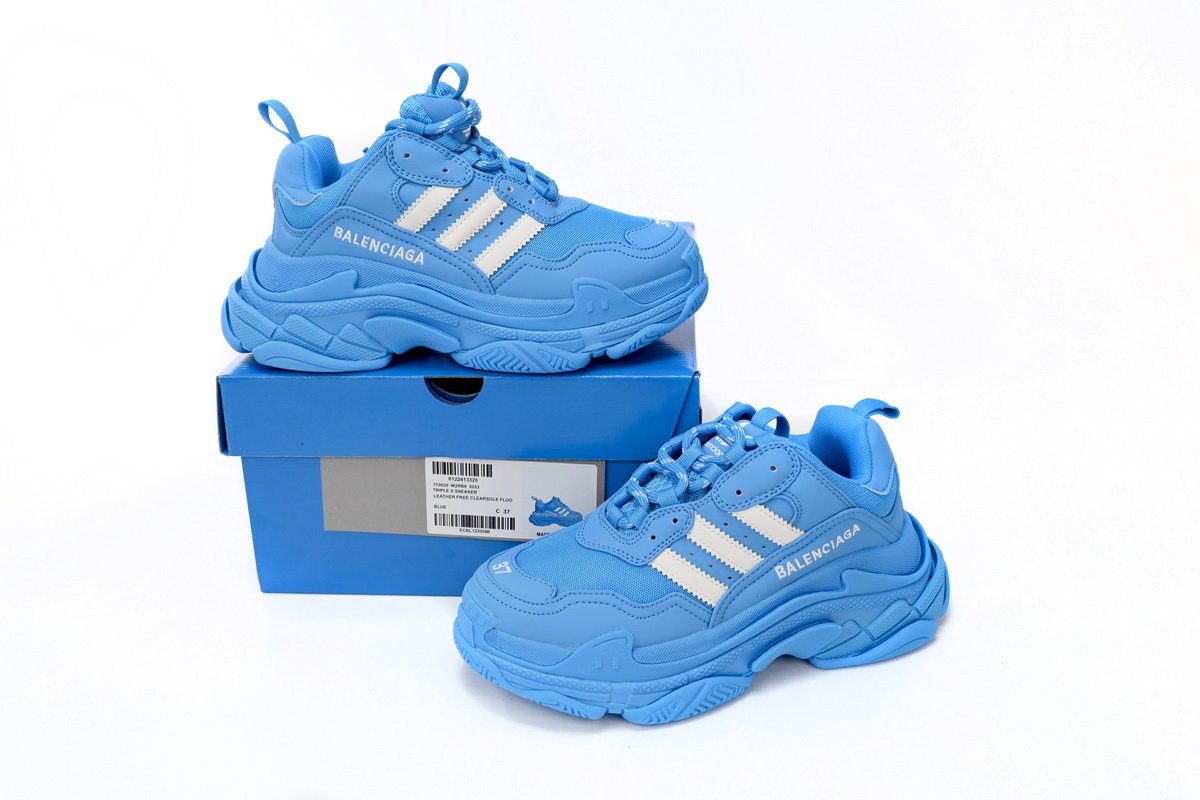 Pkstockx Adidas x Balenciaga Triple S Blue And White Bars - Image 13