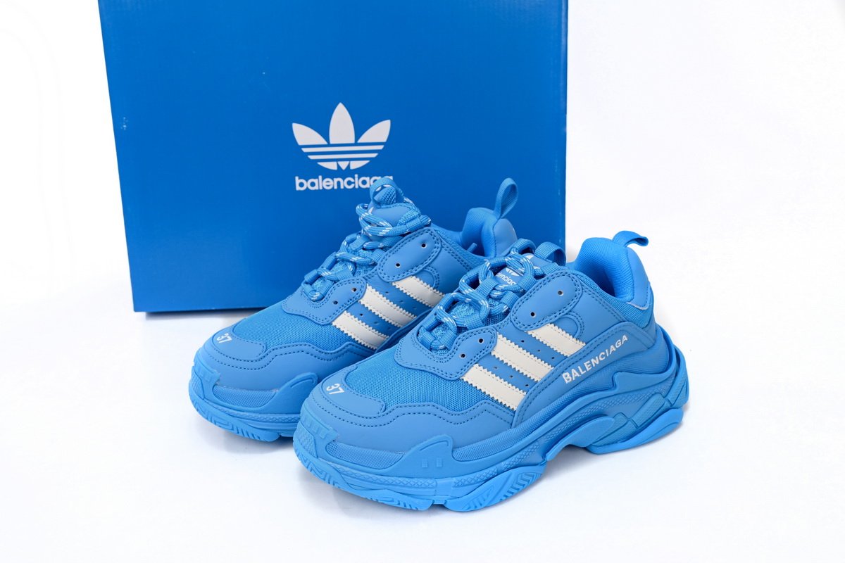 Pkstockx Adidas x Balenciaga Triple S Blue And White Bars - Image 14