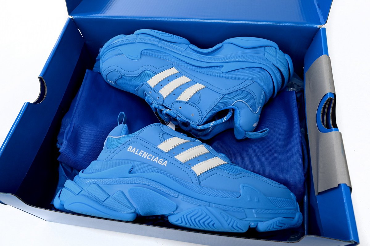 Pkstockx Adidas x Balenciaga Triple S Blue And White Bars - Image 15