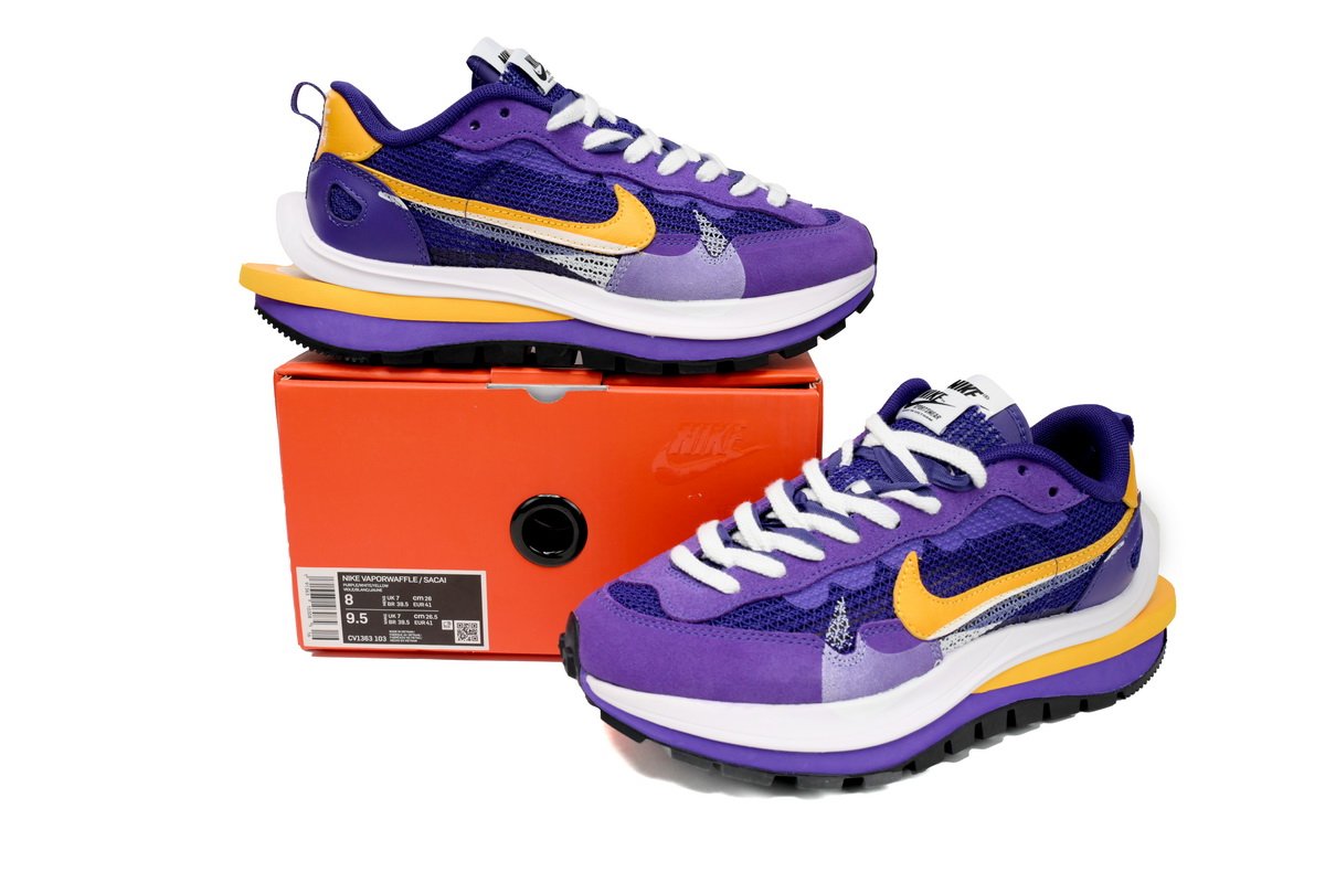 PKstockx Sacai x Nike VaporWaffle Sesame Purple, White, and Yellow DV1363-103 - Image 11