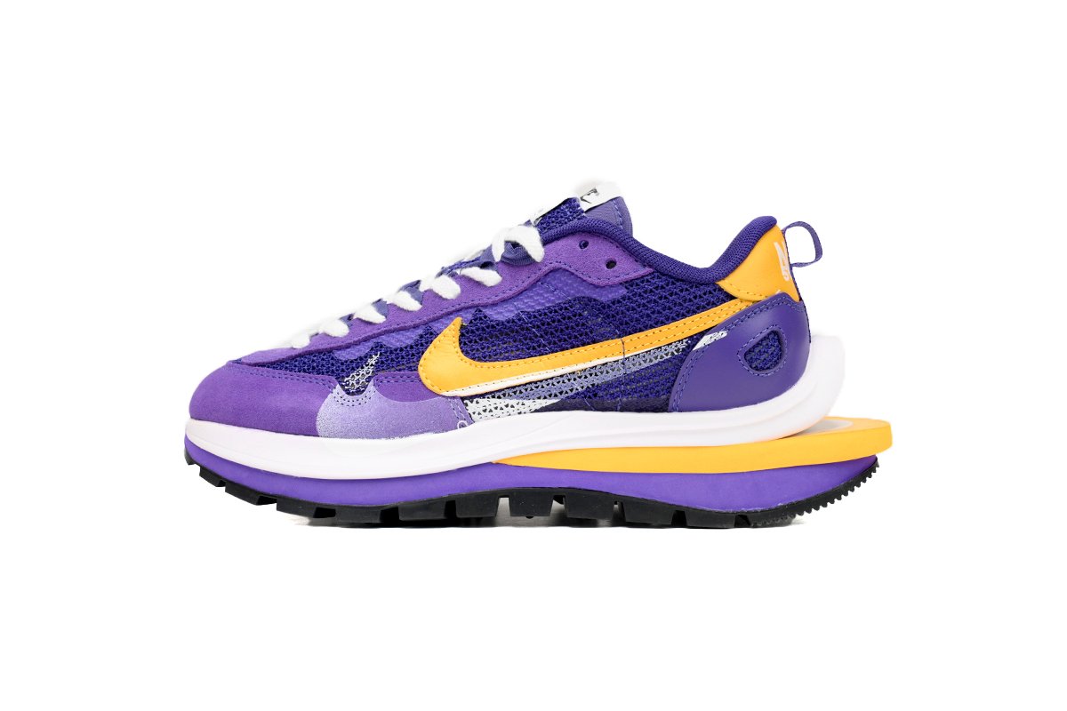 PKstockx Sacai x Nike VaporWaffle Sesame Purple, White, and Yellow DV1363-103