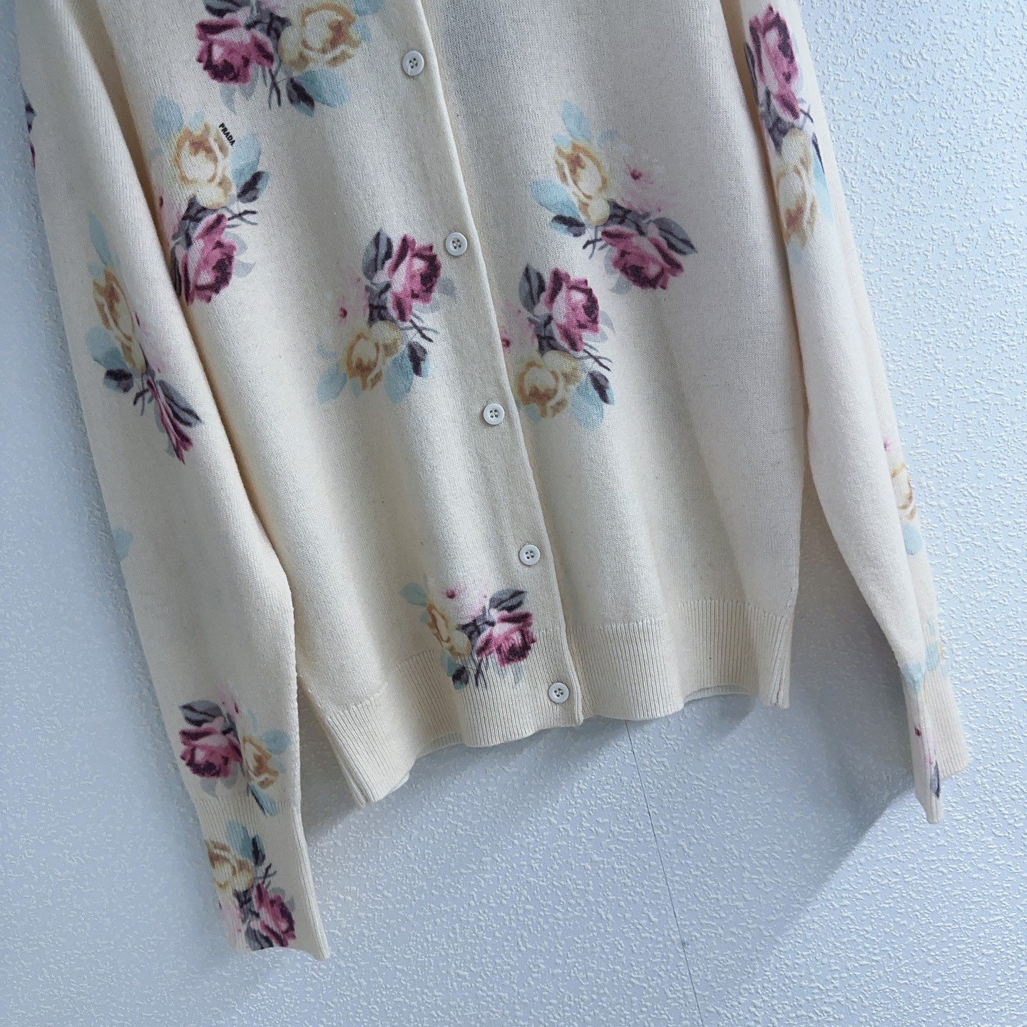 Prada Family Rose Flower Goat Hair Knit Cardigan D80104 - Image 3