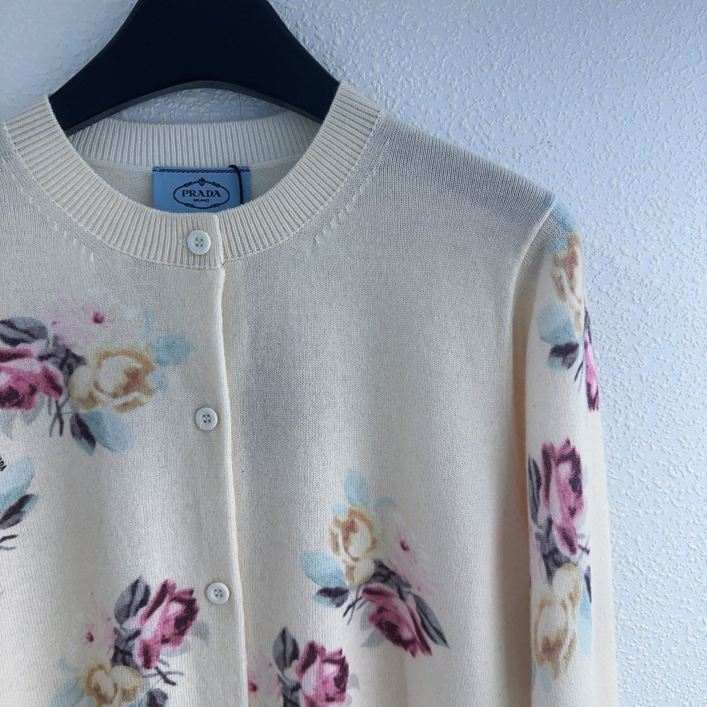 Prada Family Rose Flower Goat Hair Knit Cardigan D80104 - Image 4