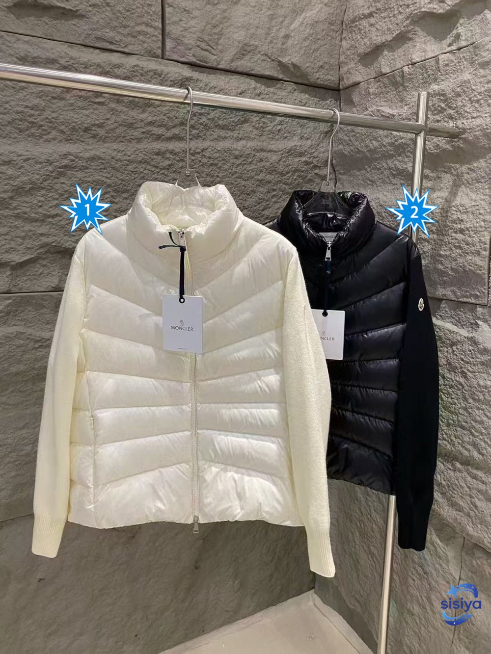 Nordstrom Moncler Quilted Nylon & Wool Knit Cardigan D80219