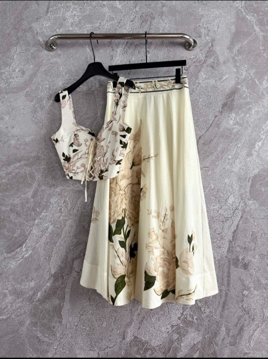 Agua by Agua Bendita Reserva cropped lace-up floral-print D90705