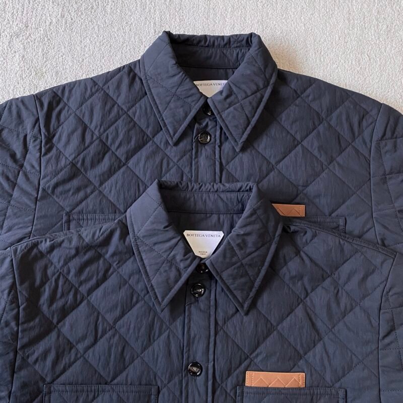 Bottega Veneta Striped checkered leather coat 91102
