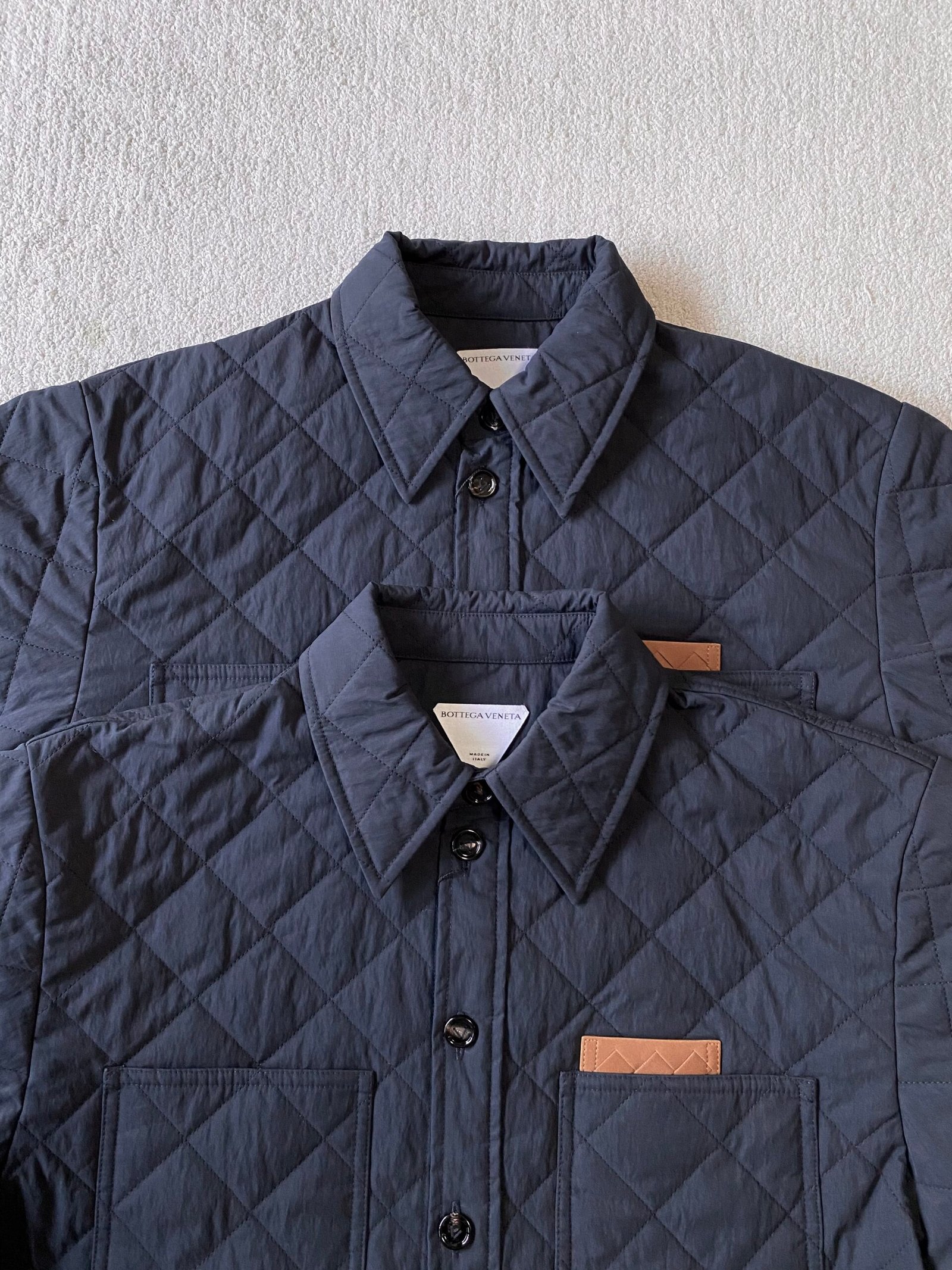 Bottega Veneta Striped checkered leather coat 91102