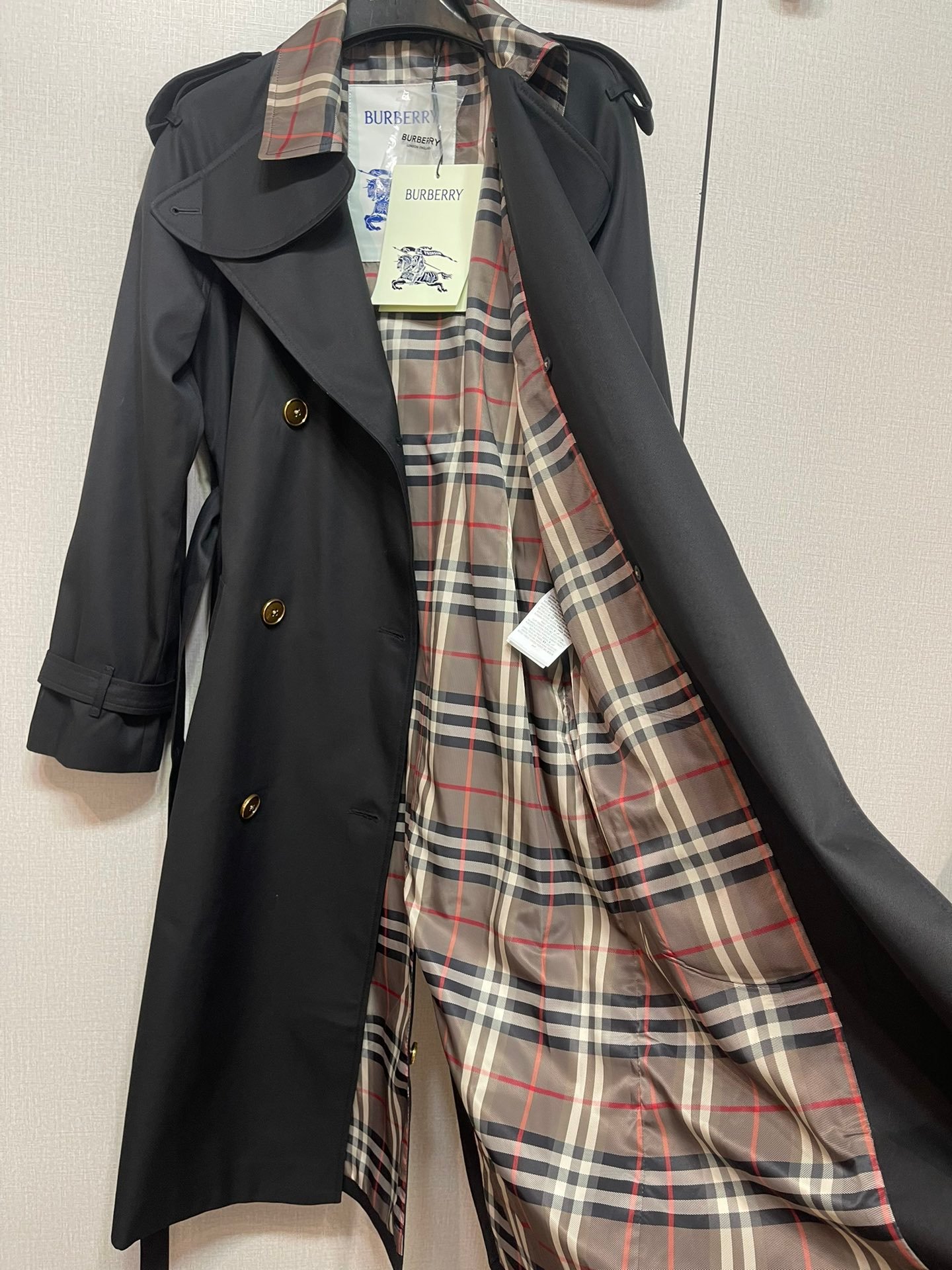 Burbery Long Sleeve Plaid Collar Metal Button Coat D91106 - Image 6