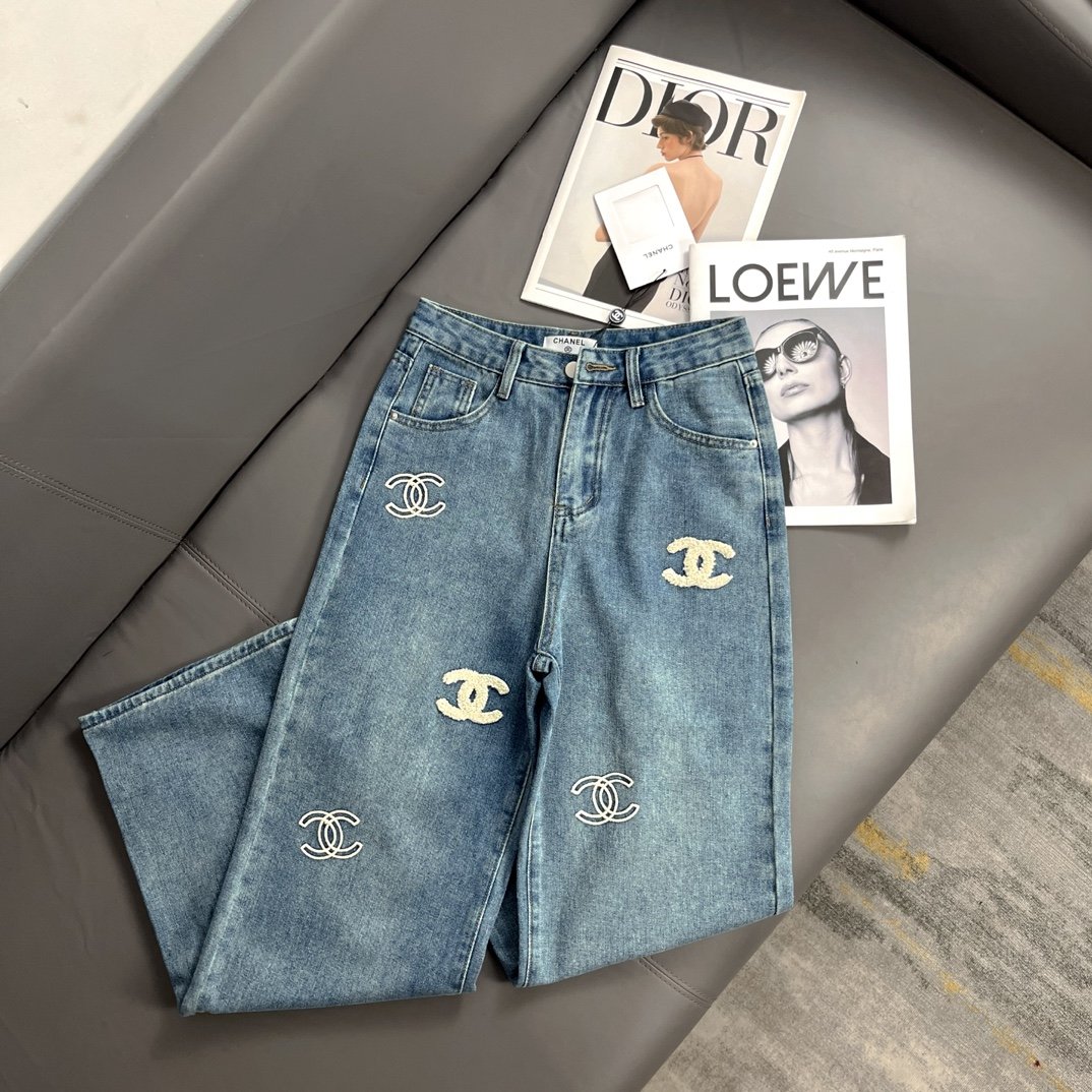 Chanel Embroidered Denim Pants D91805 - Image 3
