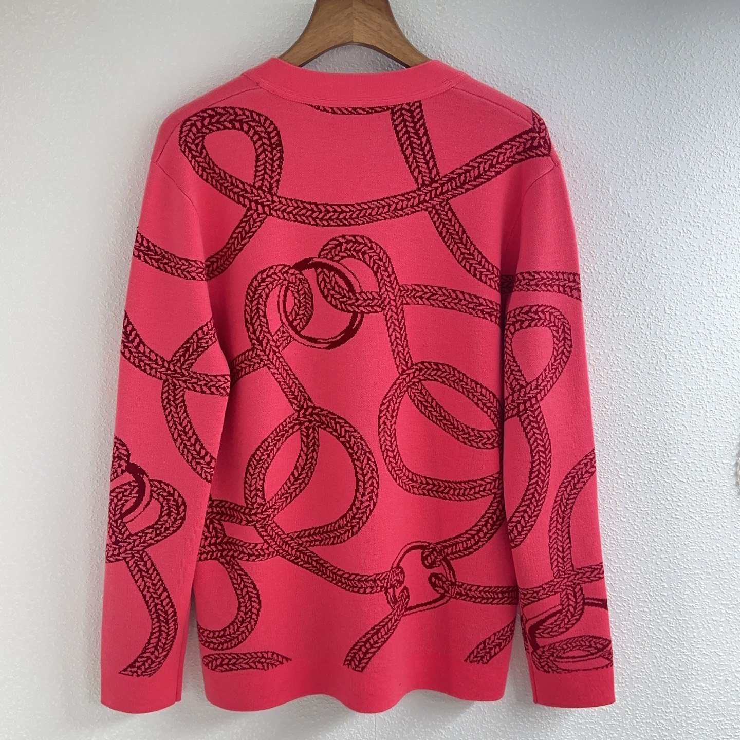 Hermes Contrasting Color Striped Chain-Link Knit Cardigan D92001 - Image 4