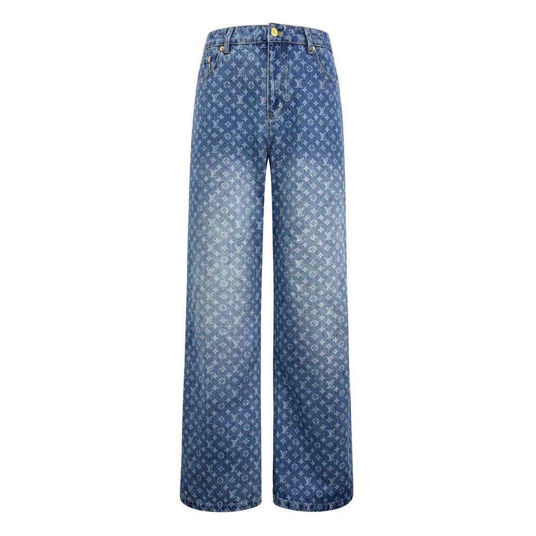 LOUIS VUITTON Printed Denim Pants 92002