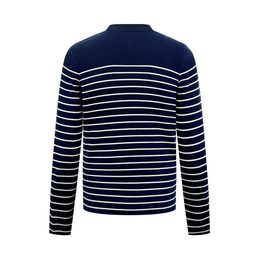 Prada Striped Embroidered Button Side-Opening Sweater 92003 - Image 3