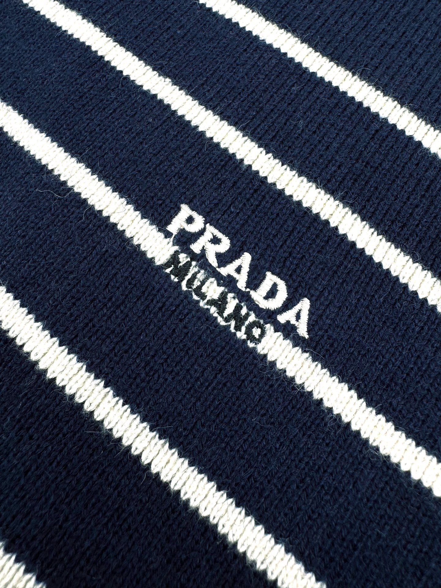 Prada Striped Embroidered Button Side-Opening Sweater 92003 - Image 7