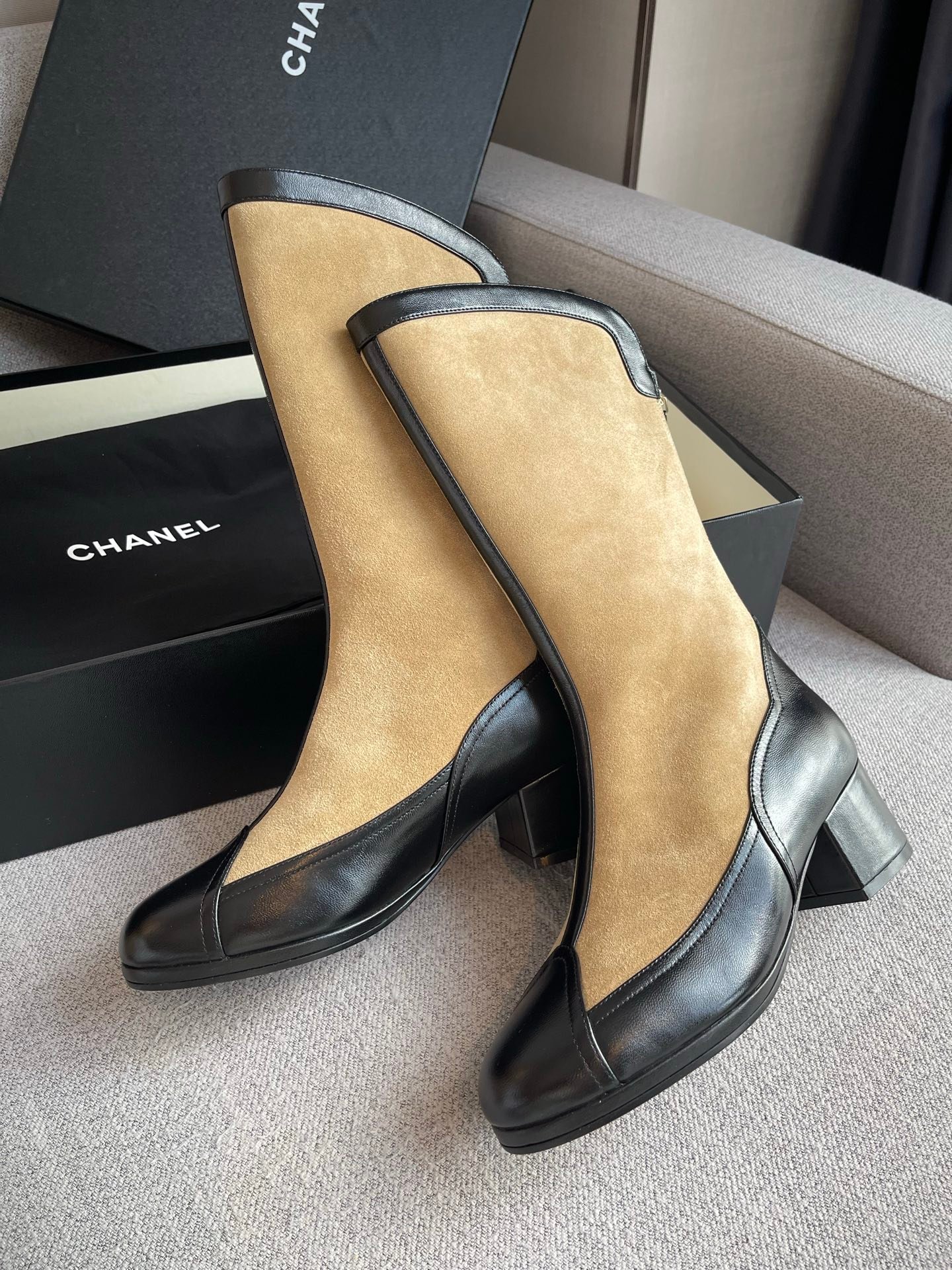 Chanel suede leather boots L92502 - Image 7