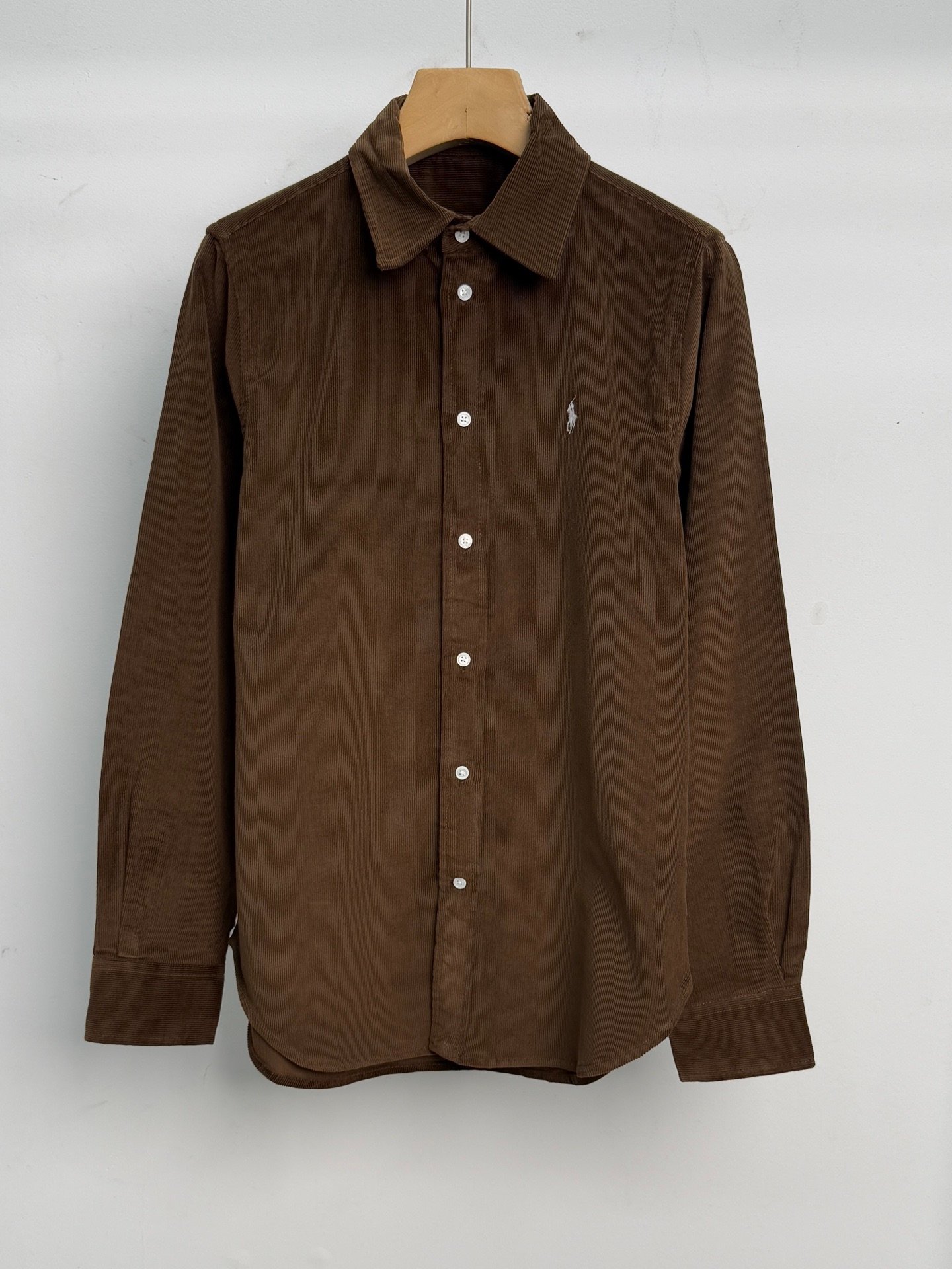 Polo style small sparrow embroidered stretch-fit corduroy shirt D92903 - Image 4