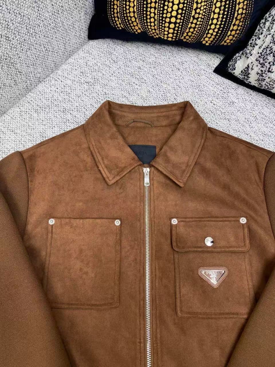 Prada leather jacket buckskin 81807 - Image 6