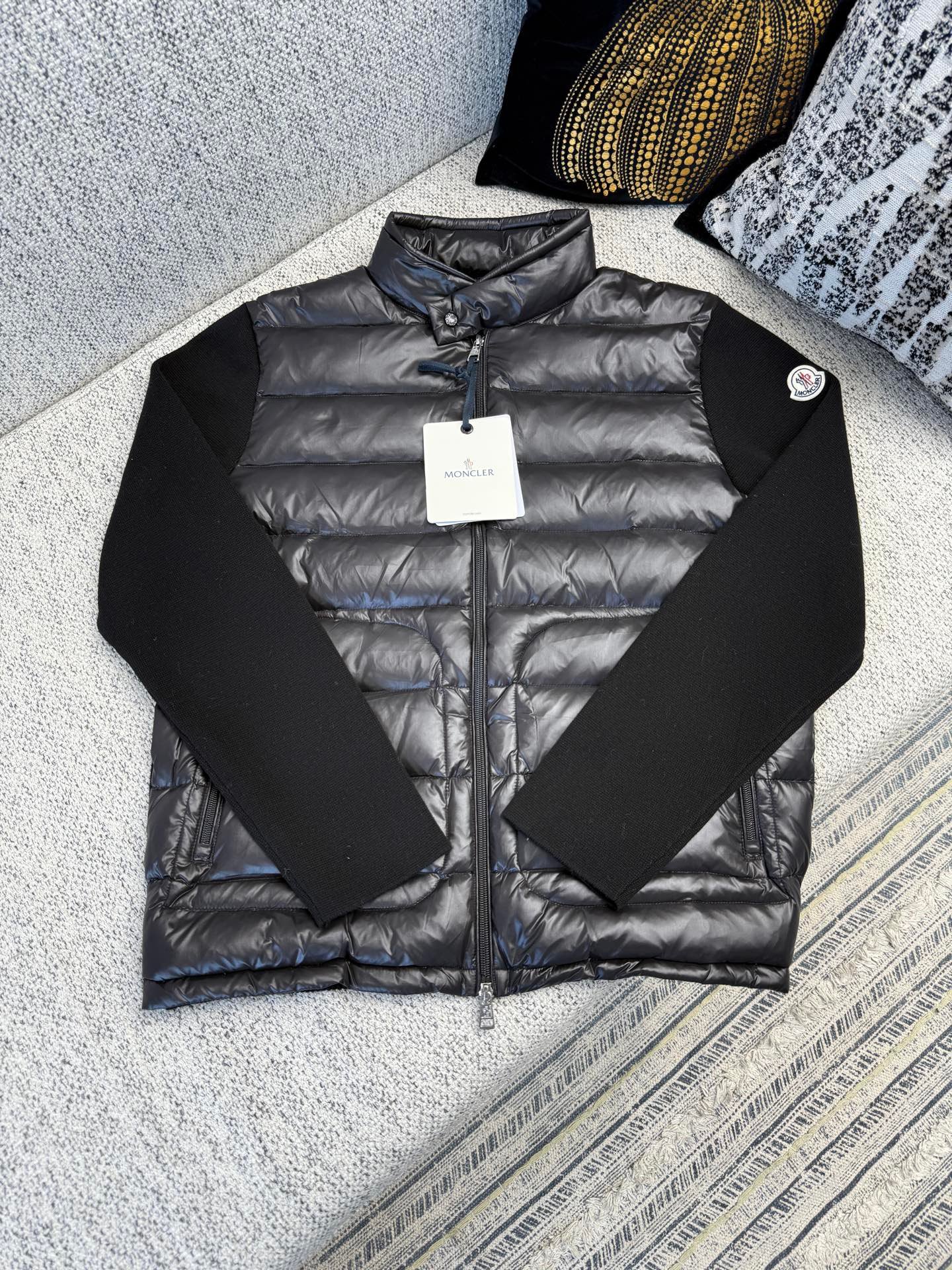 Moncler Black Padded Wool Zip-Up Cardigan 100701
